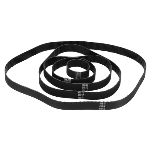 sourcing map GT-2 Timing Belt 15x2mm Pitch 110/200/300/400/610mm Black 5pcs