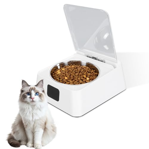 Futterautomat Katze & Hund, Automatischer Futterspender mit Sensorgesteuertem Öffnen, Katzenfutter Automat für Nassfutter und Trocken...