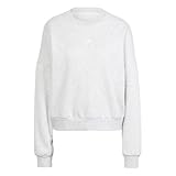 adidas Women's Essentials Small Logo Feel Cozy Sweatshirt, Light Grey Heather/White