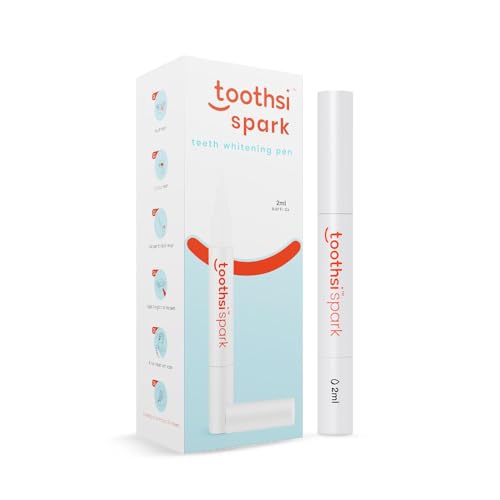 Toothsi Spark Teeth Whitening Pen | 2ml | 10 Treatments | Works on Smoking, Pan Masala, Gutka, Tobacco, Wine, & Coffee Stains | Teeth Stain Remover | Portable & Easy to Use | Enamel Safe Whitening Gel