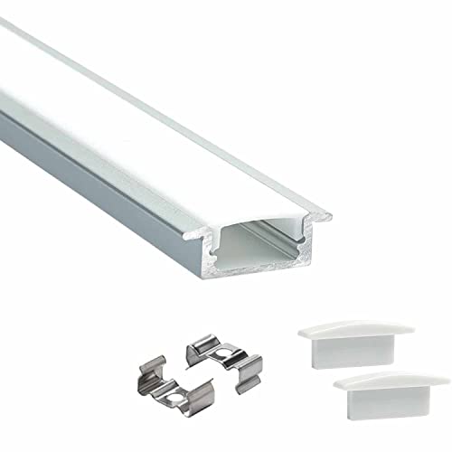 Image of (16X12mm) LED Strip Lights 1Meter Aluminium Rectangular Conciled Profile Light Channels with Diffused Cover, End Caps and Mounting Clips Without LED Straight Linear - Pack of 1