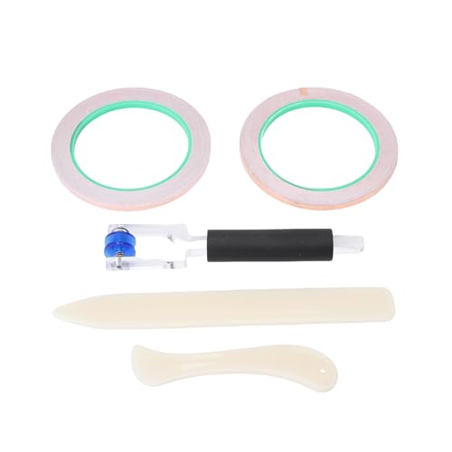 Jectse Cinta Adhesiva de Lámina de Cobre para Manualidades con Vitrales, 5 Mm X 50 M, 2 Rollos con Accesorios, Versátil y Fácil de Usar para Crear Proyectos Memorables