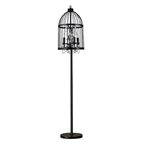 ZXL Lampadaire Lampadaires Lampadaires Rétro Country Birdcage Design Abat-Jour Lampadaire Verre Taillé Cristal 4 Lumières Métal Salon Café Lampadaire Lampadaire Lampadaire, Chambre, Bureau, Bureau