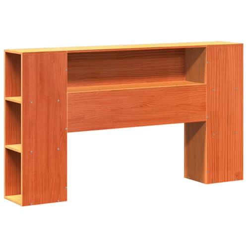 Cabecero con almacenamiento de madera de pino marrón para camas de 150 cm 4