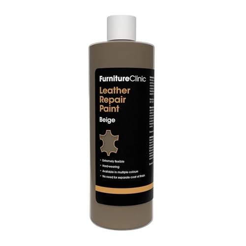 Image of Furniture Clinic Leather Repair Paint | 2-in-1 Seal and Color | Use on Scratches, Tears, and Holes in Car Seats, Furniture | Quick and Easy Leather Repair Kit for Furniture (Beige, 500ml / 17oz)