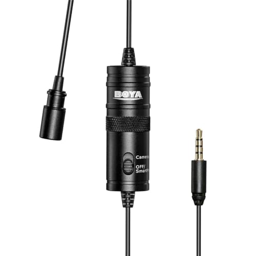 Image of BOYA by-M1 Omnidirectional Lavalier Condenser Microphone with 20ft Audio Cable for Vlog, Video, YouTube for Smartphones, Mac, PC, Tablet, Camera (Black)