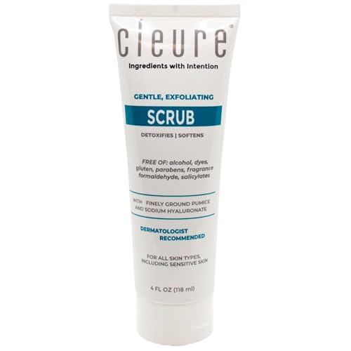 Cleure Hypoallergenic Exfoliating Facial Scrub, Free of Fragrance, Gluten, Paraben, Salicylate and Non-Comedogenic, Unscented, 4 oz