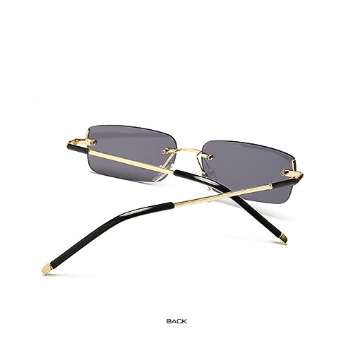 Lunettes de soleil sans monture petit rectangle UV400 verres teintés