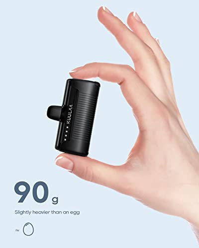 Kuulaa Portable Phone Charger Portable 4500mAh Mini Power Bank for iPhone Cute Battery Pack Backup Charger Travel Compatible with iPhone 14/13/12/11/XS/XR/Airpods (Black-A)