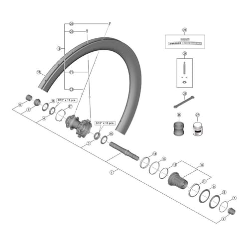 WH-R9270-C50-TU-R essieu moyeu complet SHIMANO pour réparation de roue carbone arrière