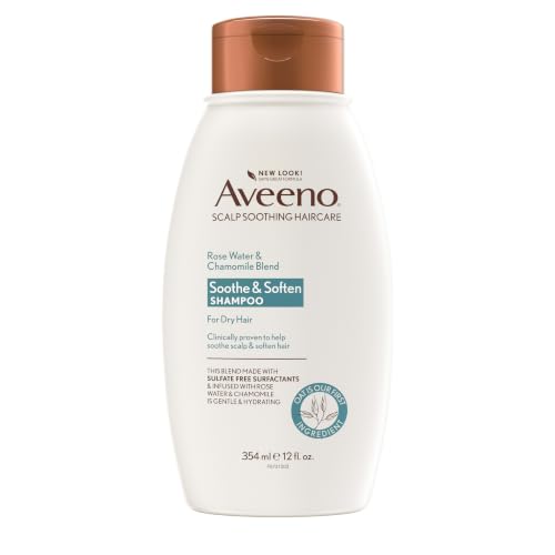 Image of Aveeno Rose Water & Chamomile Shampoo for Dry Hair, Hydrating, 12 fl oz