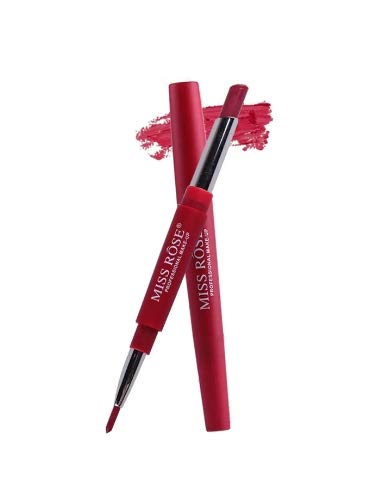 Miss Rose Professional Make-up 2 In 1 Lip Liner Pencil Lipstick Lip Beauty Makeup Waterproof Nude Color Cosmetics Lipliner Pen Lip Stick-04, Red (MRLSLL04-56)