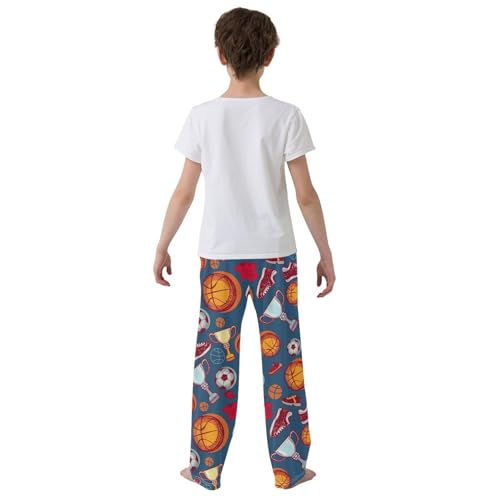 ZZXXB Basketball Football Print Boys Long Pants Soft Trousers Elastic Waist Kids Lounge Bottoms with Pockets S-XL3