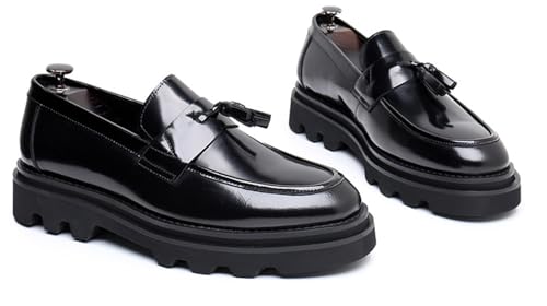 Santimon Men's Slip-On Tassel Loafers - Patent Leather Dress Shoes for Casual, Business, Wedding & Prom - Modern Penny Loafers for Suits & Tuxedos4