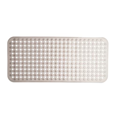 TranquilBeauty Alfombra de baño Antideslizante | Corte Diamante, Gris 88x40cm con ventosas | Alfombra de bañera Anti-Moho, Lavable a máquina, sin látex | Alfombra de Ducha Ideal para Ancianos y niños