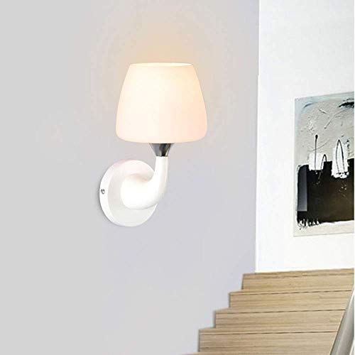 Lámpara de pared moderna para estudio con pantalla de cristal blanco e iluminación interior 3
