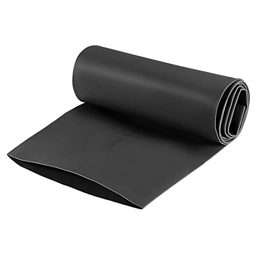 sourcing map Gaine Thermorétractable 90mm Diamètre 147mm Largeur Plate 2:1 Rapport Manchon Câble Tube Rétractable 1m Noir