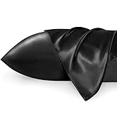 Bedsure Satin Pillowcase for Hair and Skin Queen - Black Silk Pillowcase 2 Pack 20x30 inches - Sa...