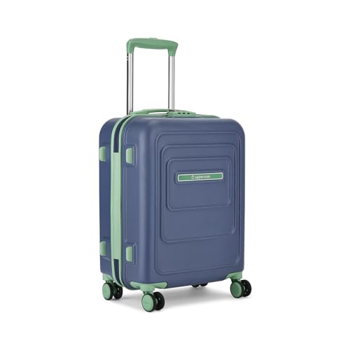 Image of uppercase Helix Solid (Cabin) 56Cm Textured Trolley Bag with Combination Lock, 8 Wheels, Eco Polycarbonate Luggage, Laundry Compartment, Durable Design for Travel - Suitcase for Men & Women Navy Blue