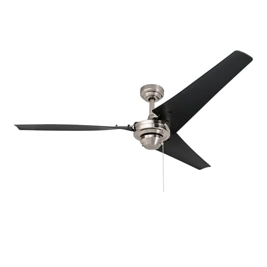 Prominence Home Almadale, 56 Inch Contemporary Indoor Ceiling Fan with No Light, Pull Chain, Modern High Performance Blades, Reversible Motor - 50330-01 (Brushed Nickel)