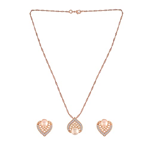 Glittering Cubic Zirconia Chain Necklace Set (CH50RG)
