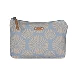 Roxy Makeup Bag | Storage Case | Cosmetics | Reusable | Zipper Closure | Lightweight | Accessories, Roxy Pouch - Chambray Tropical Tile - Image 2