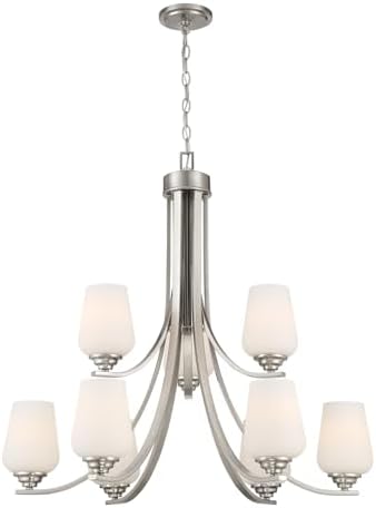 Minka Lavery 4929-84 Shyloh Chandelier, 9-Light, 540 Total Watts, 31.38-in H x 30.5-in W, Brushed Nickel