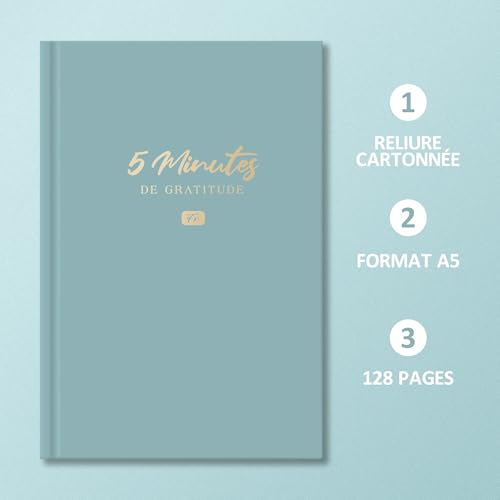 BIROYAL A5 Journal de gratitude et pleine conscience, 128 Pages (Bleu) – vue 3