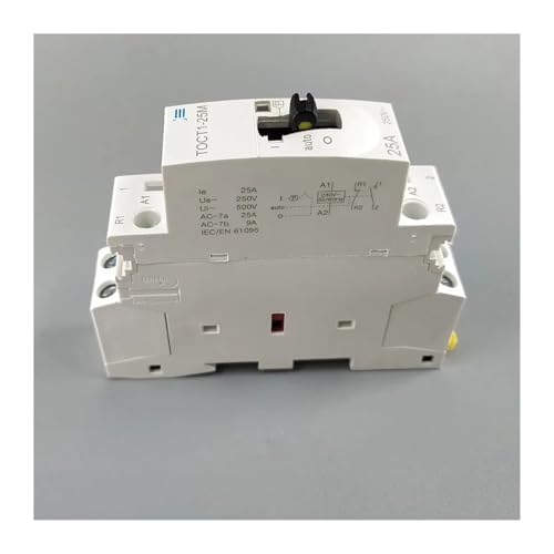 Contactor modular 2P 25A para riel DIN con interruptor manual de 220V 6