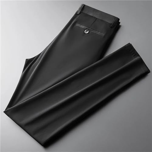 Summer Thin Cotton Stretch Men's Fit Straight Pants Business Casual High Waist Lightweight Trousers3