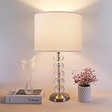 Bedside Crystal Table Lamp with Silver Base for Bedroom Living Room, Modern Nightstand Lamp 3 Way...