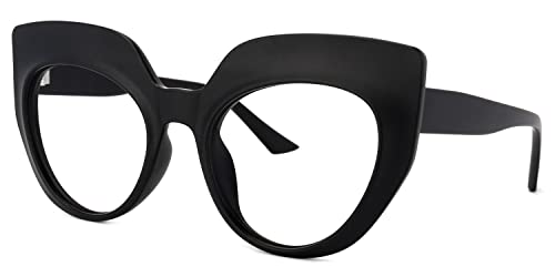 Image of Zeelool Cat Eye Blue Light Blocking Glasses for Women Chic Thick Eyewear Depp OP01884-06 Black