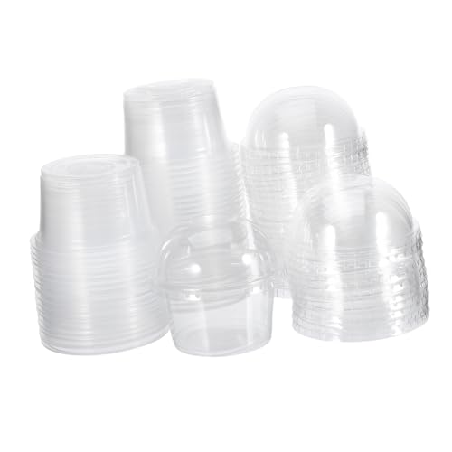 WRITWAA 50個 使い捨て透明プラスチックデザートカップ 蓋付きプリンカップ アイスクリームゼリー ムース対応 業務用スープ容器