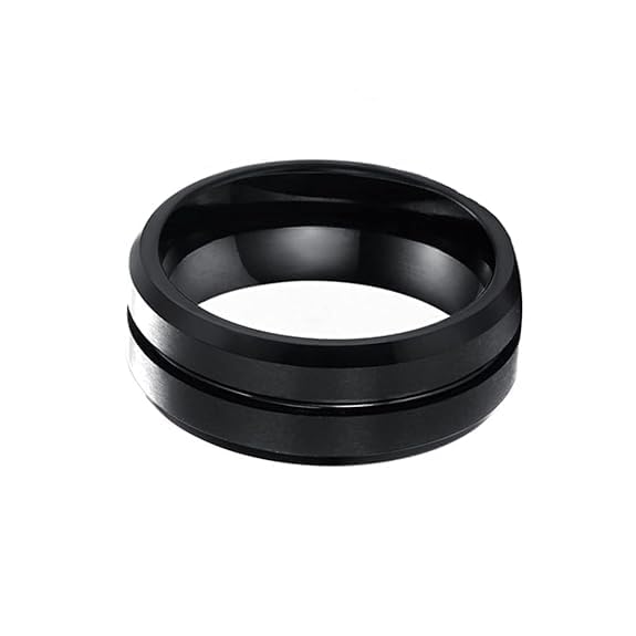 Rings for Men Balck Band Ring Western Style Stainless Steel Band Ring Ideal for Men and Boys Casual (Size 20)-image-18