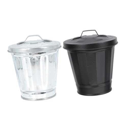 Pequeñas canecas de basura mini rectangulares con tapa, 2 unidades miniatura 1