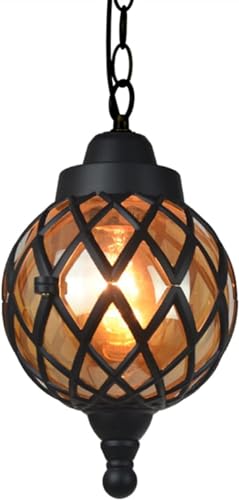 Lámpara de techo PTLYE, accesorio de iluminación para exteriores, lámpara colgante de techo impermeable de metal vintage industrial para exteriores, luces colgantes de globo para jardín, pabellón,
