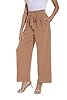 PrinStory Women's Wide Leg Trousers Elasticated Waist Trouser Adjustable Tie Knot Loose Fit Lightweight Pants With Pockets Lounge Pants(Khaki, M) #1