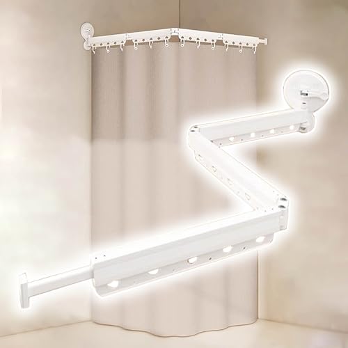 Biombo Separador de Ambientes De Pared Cortinas Separadoras De Ambientes - Portátil Cortina De Ducha Plegable Con Ganchos Para Separación Húmedo Y Seco - Ajustable 360 Pantalla De Privacidad Colgante
