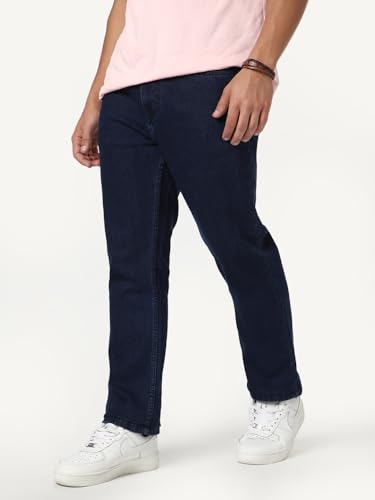 Image of Urbano Fashion Men's Straight Fit Heavy Washed Denim Jeans Stretchable