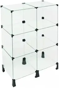 Balcão Vitrine em Vidro Temperado Modulado com 6 Nichos, 1,00x0,60x0,30 m, Organizador para Escritório, Loja ou Recepção