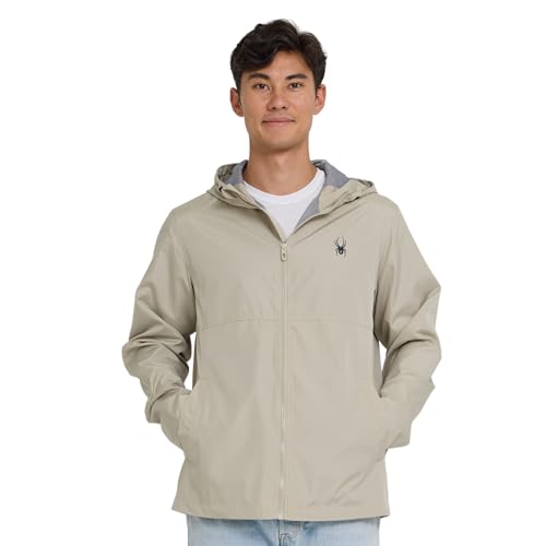 Spyder Packable Rain Jacket Men – Waterproof Windbreaker with Hood, Lightweight Rain Coat Slicker, Travel, Golf, Fishing