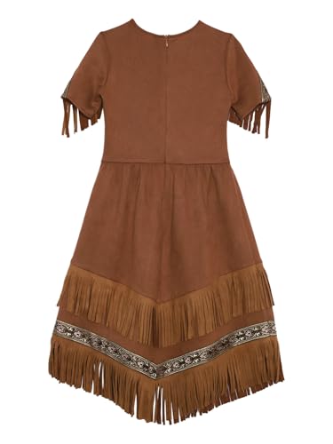 Kids Girls Maiden Prince Dress Fancy Party Fringe Tassel Native American Dress Up for Carnival4