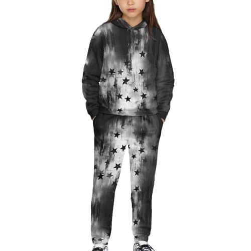 Girls Boys Hooded Sweatshirt and Jogger Sweatpants Kids Tracksuit with Pockets 2 Piece Long Sleeve Jogger Sets 5-12 Years