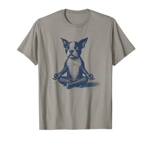 Boston Terrier Lotus Pose Meditating Dog T-Shirt