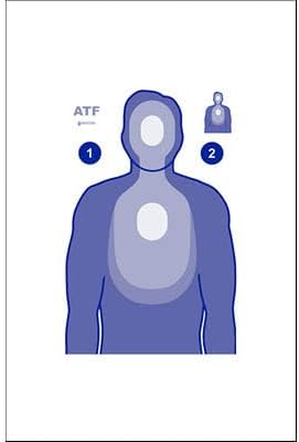 Reduced Bureau of ATF Transitional Target Reduced to 50% of The Original Size 100 Yard Presentation at 50 Yards 50 Yard Presentation at 25 Yards Blue Size: 17.5" x 25"
