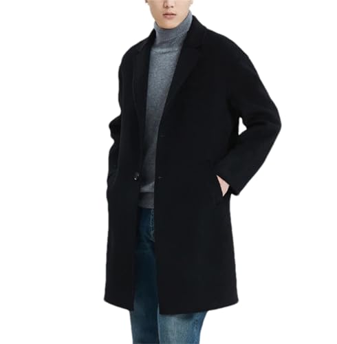 SaoBiiu Men Wool Double-Sided Coat Long Lapel Single Breasted Casual Men's Wool Overcoats