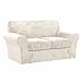 FantasDecor 3 Piece Sofa Covers Velvet for 2 Cushion Couch Stretch Loveseat Slipcover with Individual Seat Elastic Furniture Protector for Pets (Loveseat, Ivory)