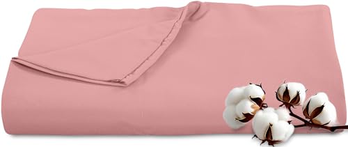 Image of Royale Linens 300 Thread Count 100% Long Staple Combed Cotton Flat Sheet - Super Soft - Top Sheets - Queen Flat Sheet Sold Separately - Breathable, Cool & Crisp Percale Sheets Only (Queen, Pink)