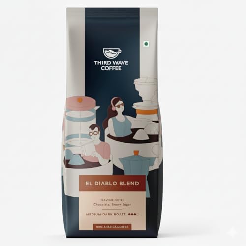 THIRD WAVE COFFEE The El Diablo Blend | Arabica Freshly Ground Coffee | Medium Dark Roast, 250gm Cold Brew | Coarse Grind | Coffee Beans