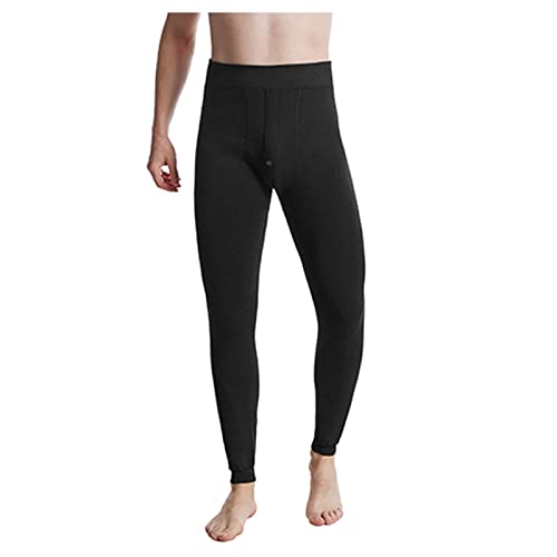 Men's Fleece Waist Knee Protectors Wool Trousers Anti-Pilling Cotton Trousers Large Size Warm Body Long Johns Leggings Pants